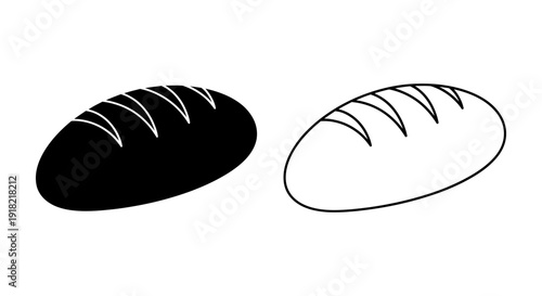 Bread illustration, black and white bread sketch, simple bread drawing, minimalist bread design Vector