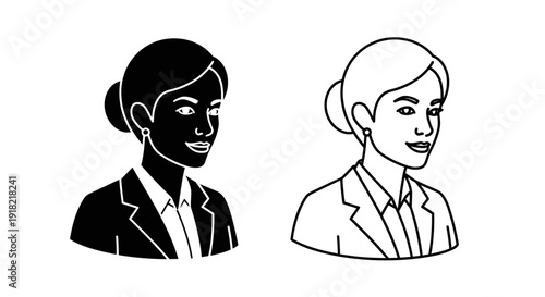 Diverse business women portraits - professional female illustrations for modern design Vector