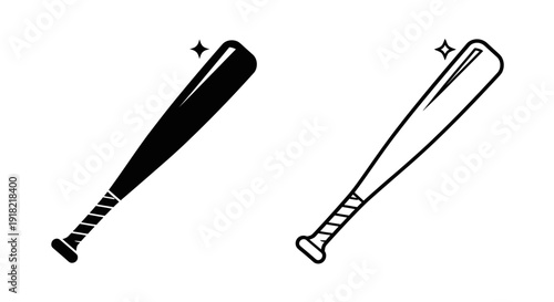 Baseball bat designs, vintage sports equipment, classic baseball bat, retro bat illustration Vector
