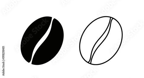 Coffee bean illustration minimalist design black and white vector art Vector