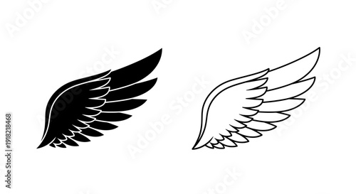 Black and white angel wings illustration, vector design of angel wings, symbolic art Vector
