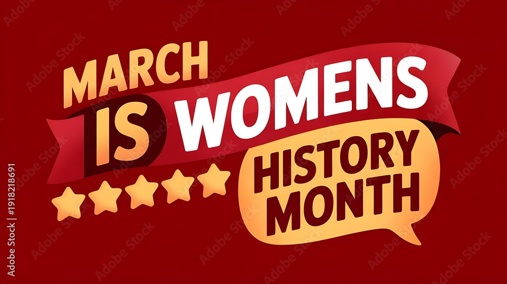 Fototapeta premium March is womens history month typographic design on red background