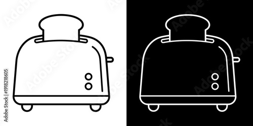 Toaster icon concept in flat black and white style on clean background vector illustration design