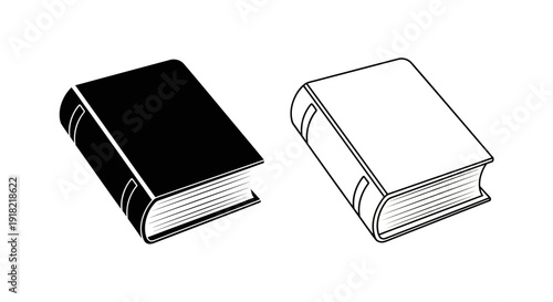 Two books, one black and one white, on a white background Vector