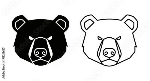 Black and white bear face illustration vector art design graphic Vector