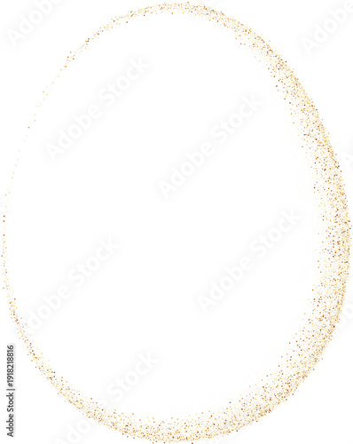 Easter egg frame. Gold glitter border. Elegant Easter decor. Luxury eggs design for holiday greeting card. Vector illustration eps10.