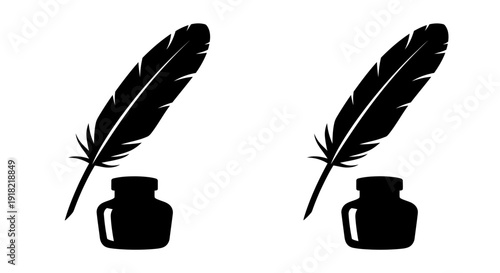 Quill pen and inkwell vintage illustration for design projects Vector
