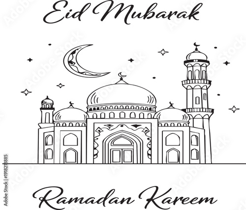 Vintage vector illustration of the Taj Mahal silhouette as a historic architectural landmark in India