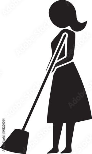 Cleaning Service Employees Team Silhouette  vector on white background 