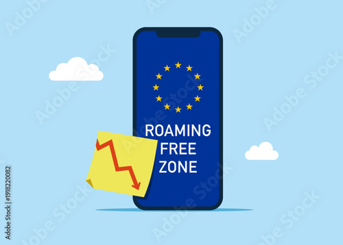 Demand for roaming is falling. Flat vector illustration