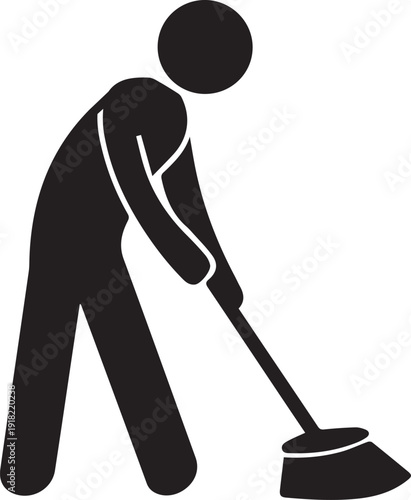 Cleaning Service Employees Team Silhouette  vector on white background 