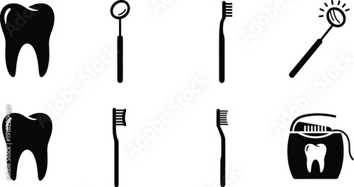 Dentistry Oral Health and Dental Clinic Icons