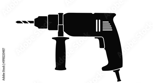 A black silhouette of an electric drill a common power tool