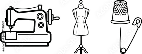 Fashion Design and Professional Sewing Tailor Icons
