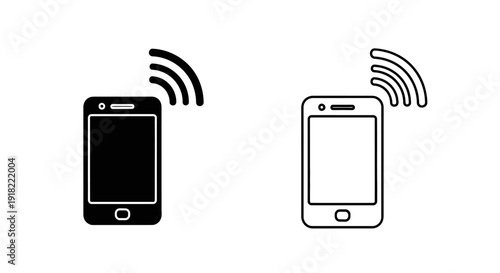 Two smartphones with wireless signal icons, modern communication devices, connectivity Vector