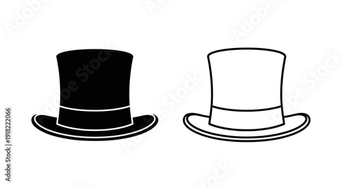 Two top hats, one black, one white, minimalist design, vector illustration Vector