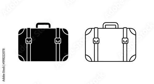 Vintage suitcase icon set, travel luggage, retro bag, hand carry, vector illustration Vector