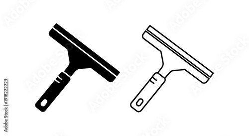 Black and white squeegee tools for cleaning windows and glass surfaces Vector
