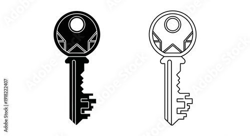 Two different keys, one black and one white, isolated on white background Vector