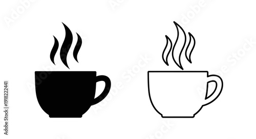 Hot coffee cup icon set, minimalist coffee cup illustration, vector coffee Vector
