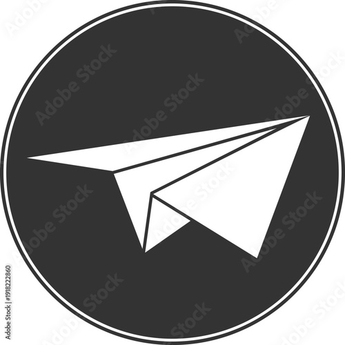 abstract black paper plane symbol, vector illustration