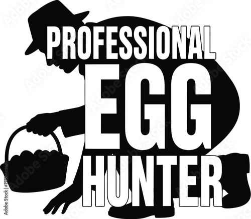 professional egg hunter in isolated white background
