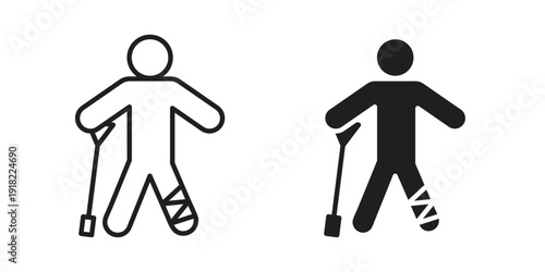 Man with broken leg icon. Vector linear icon collection. Vector EPS10