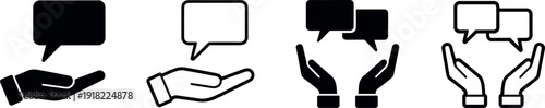 Effective communication symbols hand gestures speech bubbles