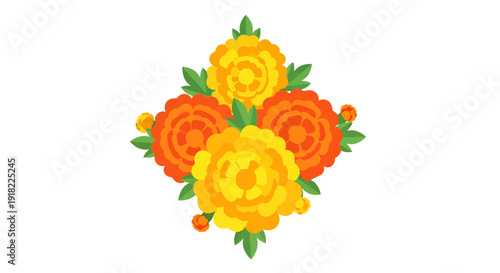 Colorful Floral Bouquet with Bright Yellow and Orange Roses