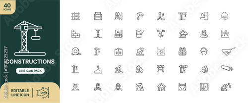 Construction Icon Pack A Comprehensive Set of Editable Line Icons for Building and Industry Projects