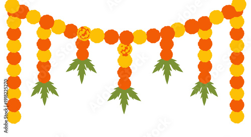 Festive Marigold and Cannabis Leaf Garlands for Celebrations