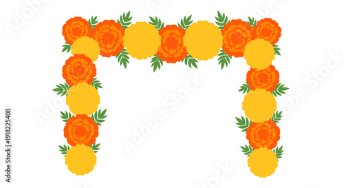 Elegant Floral Arch with Bright Orange and Yellow Flowers