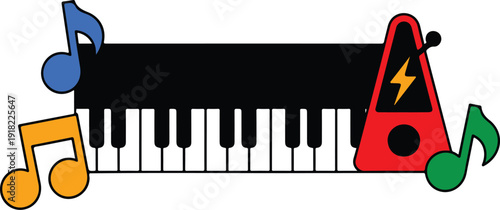 Minimalist Piano Icon Set  Keyboard, Metronome, Musical Notes