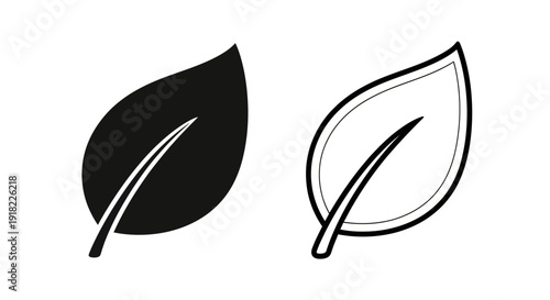 Two leaves illustration design, minimalist nature artwork, simple leaf drawing Vector