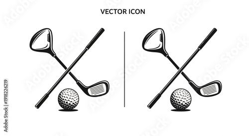 Vector icon golf club set with golf ball Vector