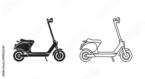 Electric scooter and moped illustrations for modern urban transportation Vector