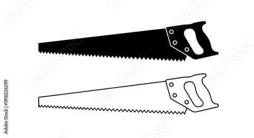 Black and white hand saw illustration vector design Vector