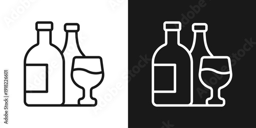 Alcohol Risk Icon In Black And White Line Style