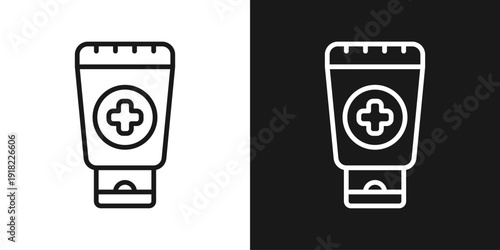 Medical Cream Icon In Black And White Line Style