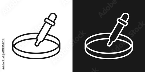 Lab Culture Icon In Black And White Line Style