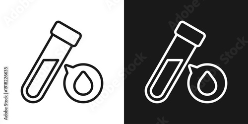 Blood Tube Icon In Black And White Line Style