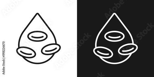 Blood Cells Icon In Black And White Line Style