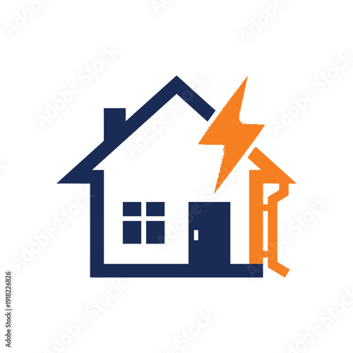 Wallpaper Mural House with lightning bolt symbol for energy or electrical concept Torontodigital.ca
