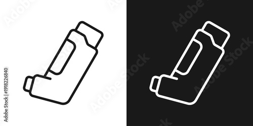 Inhaler Icon In Black And White Line Style