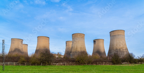 Cooling towers at the decommissioned coal-fired power plant at Ratcliffe on Soar in Nottinghamshire, UK.