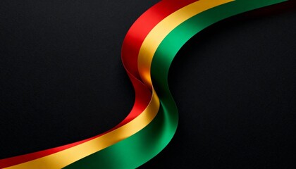 Black History Month background with a waving Pan African ribbon. Red, yellow, and green colors for Juneteenth celebration