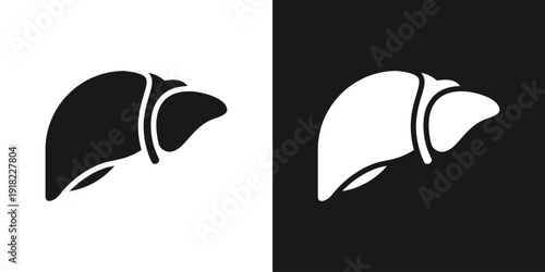 Liver Care Icon In Black And White Glyph Style