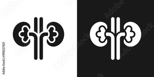 Kidney Health Icon In Black And White Glyph Style