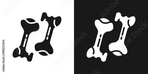 Bone Care Icon In Black And White Glyph Style