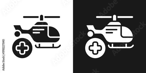 Air Rescue Icon In Black And White Glyph Style